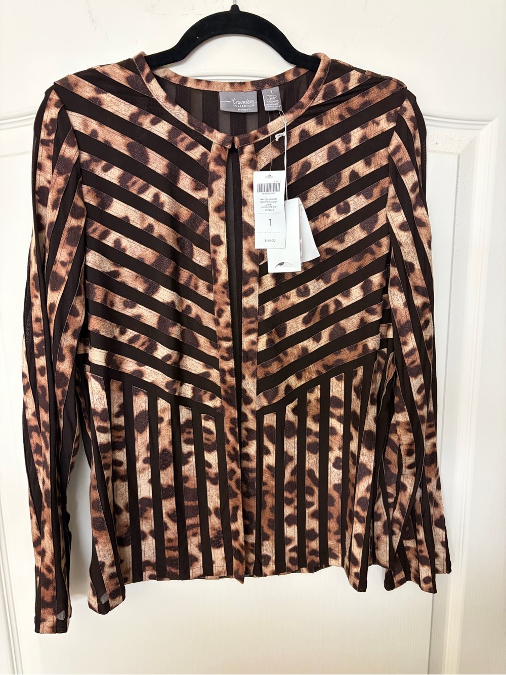 Cremieux Brown Animal-Print Zip Front Blazer